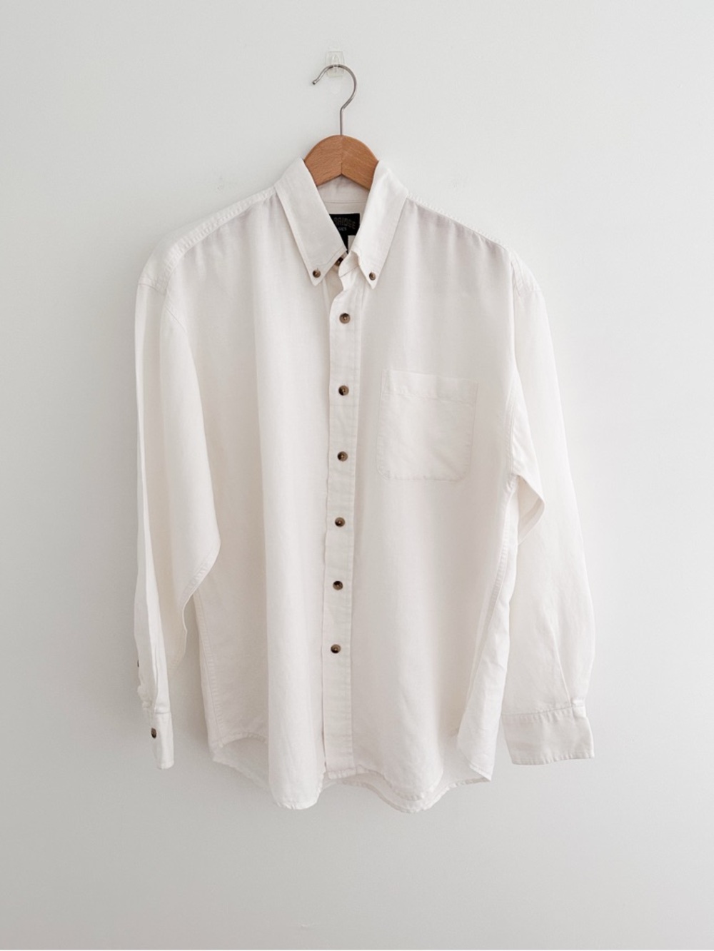 90s Oversized White Oversized Shirt | Cambridge Classics Linen Cotton | Size M
